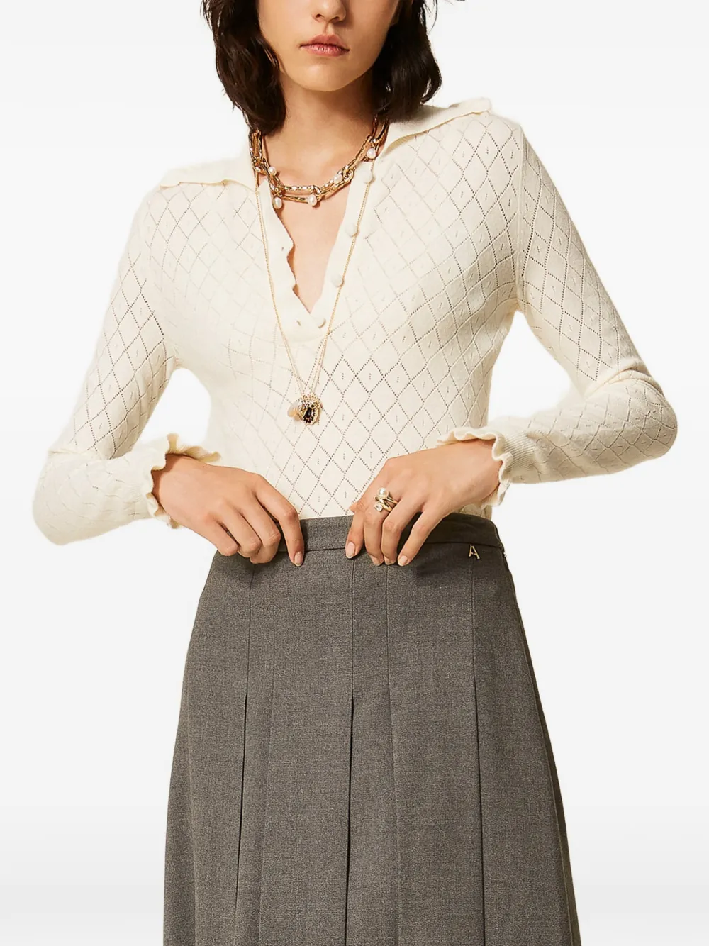 TWINSET Flanellen midi-rok Grijs
