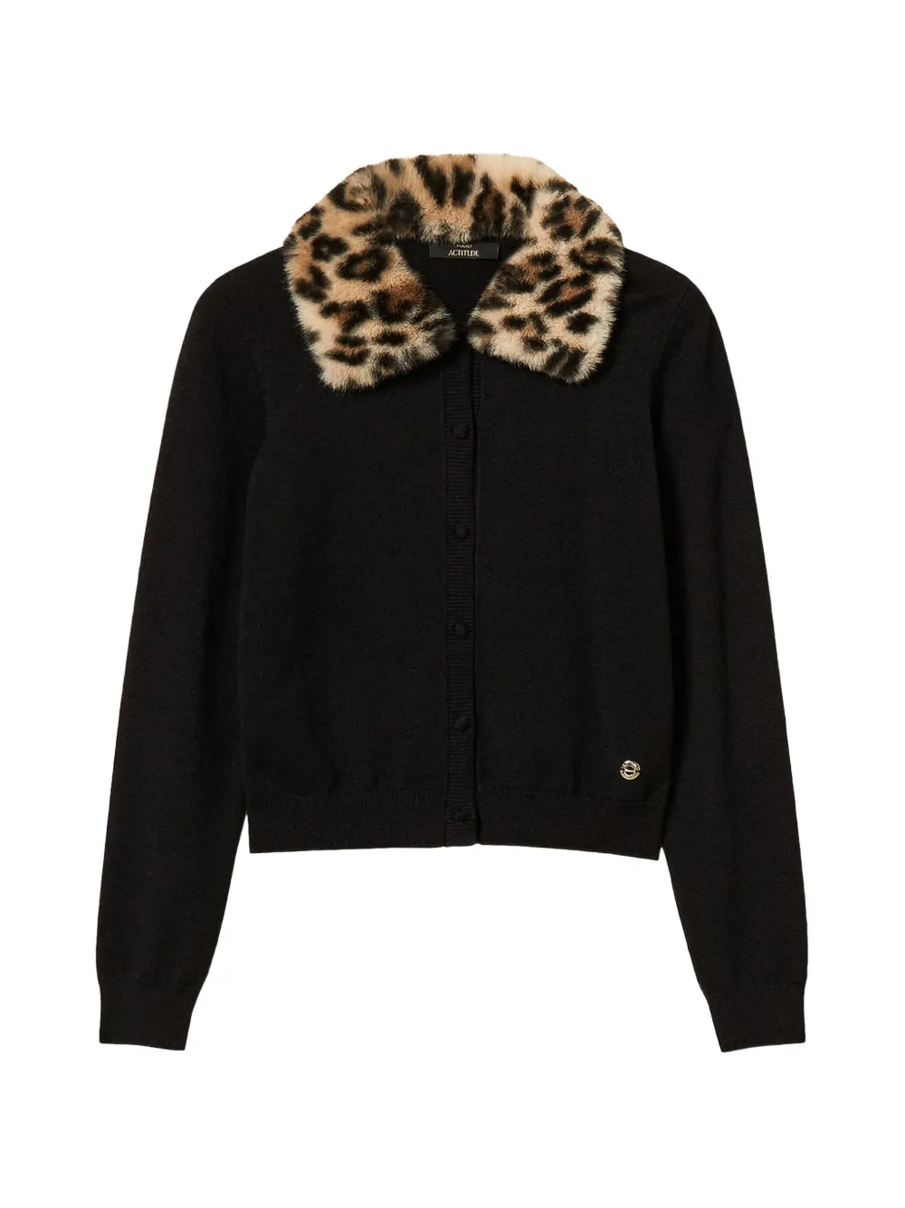 TWINSET jacket with faux fur and knit collar - Black