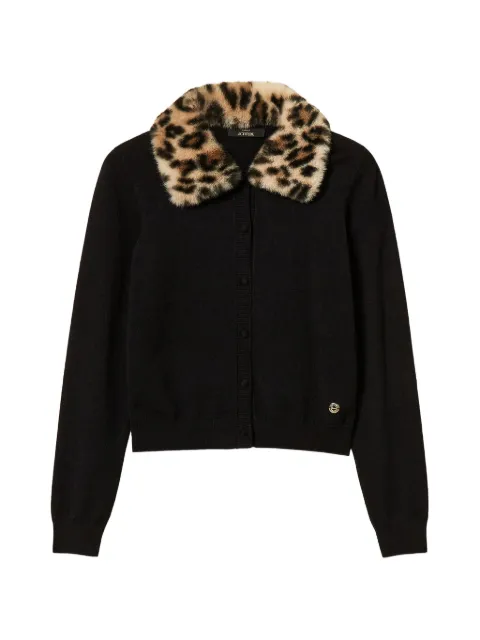 TWINSET jacket with faux fur and knit collar