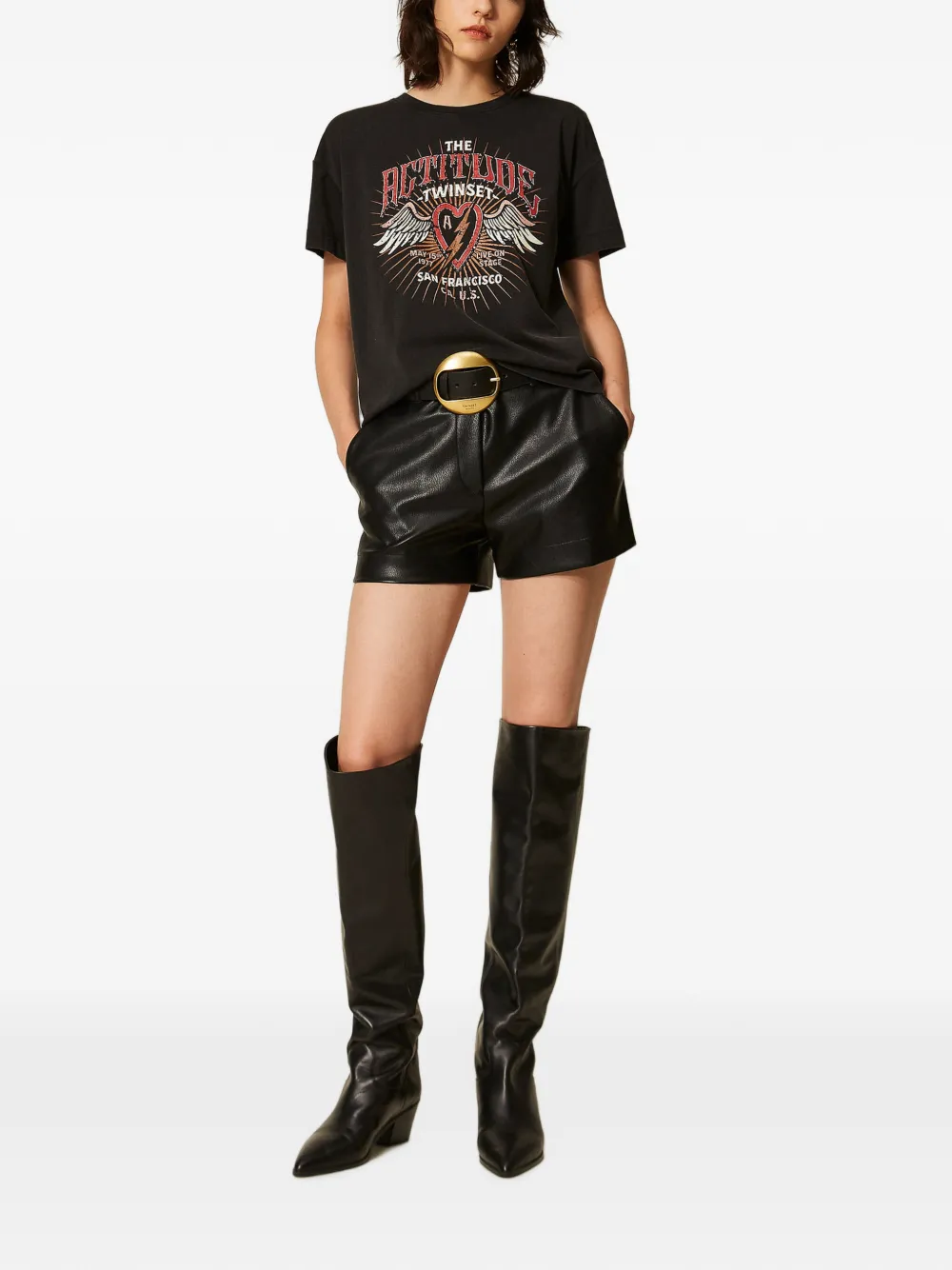 TWINSET Regular-fit T-shirt met print Zwart