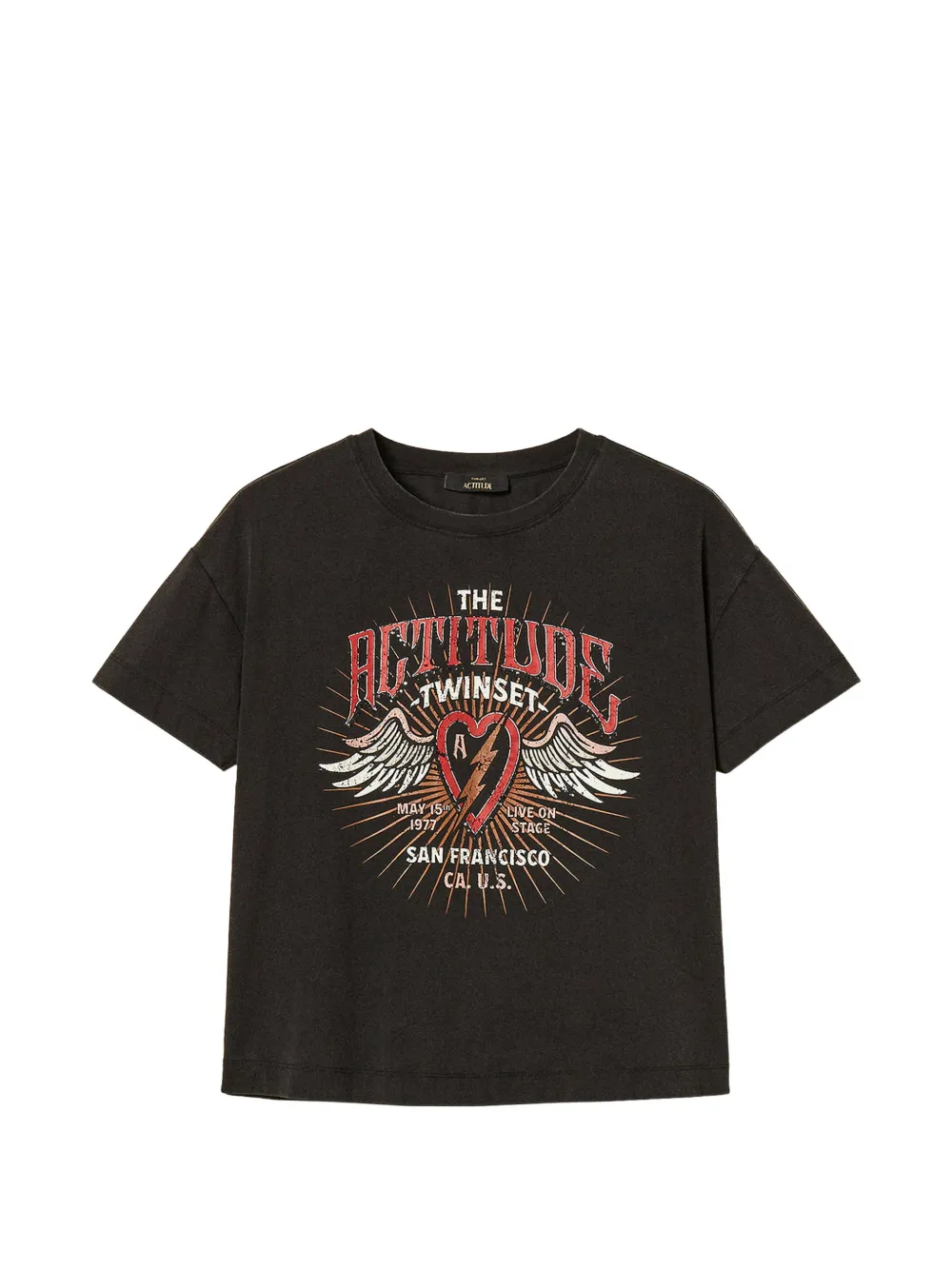 TWINSET T-shirt regular con stampa phoenix - Nero