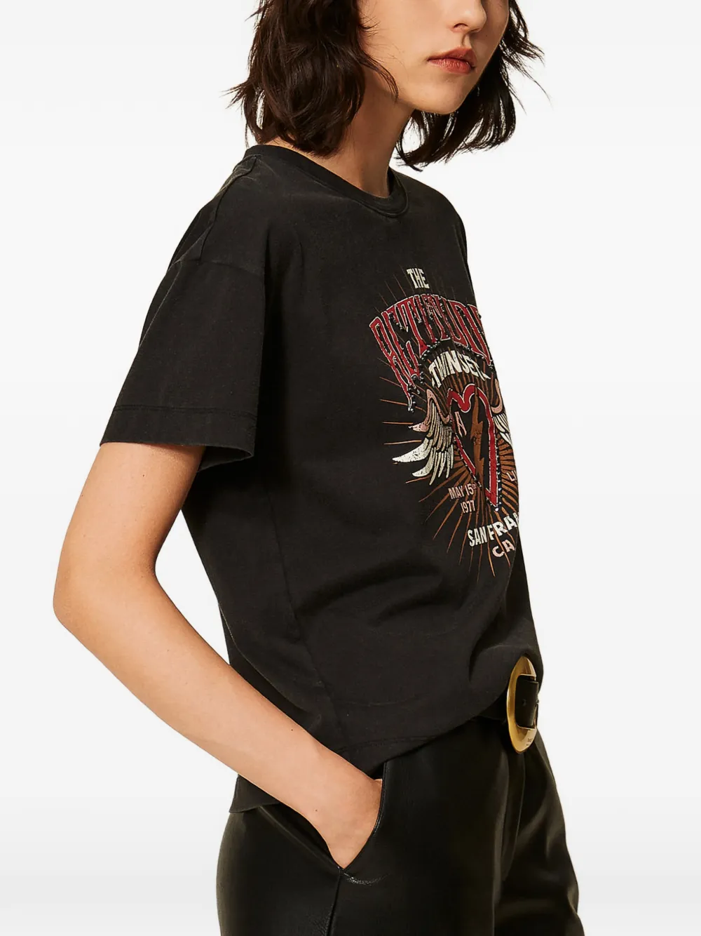 TWINSET Regular-fit T-shirt met print Zwart
