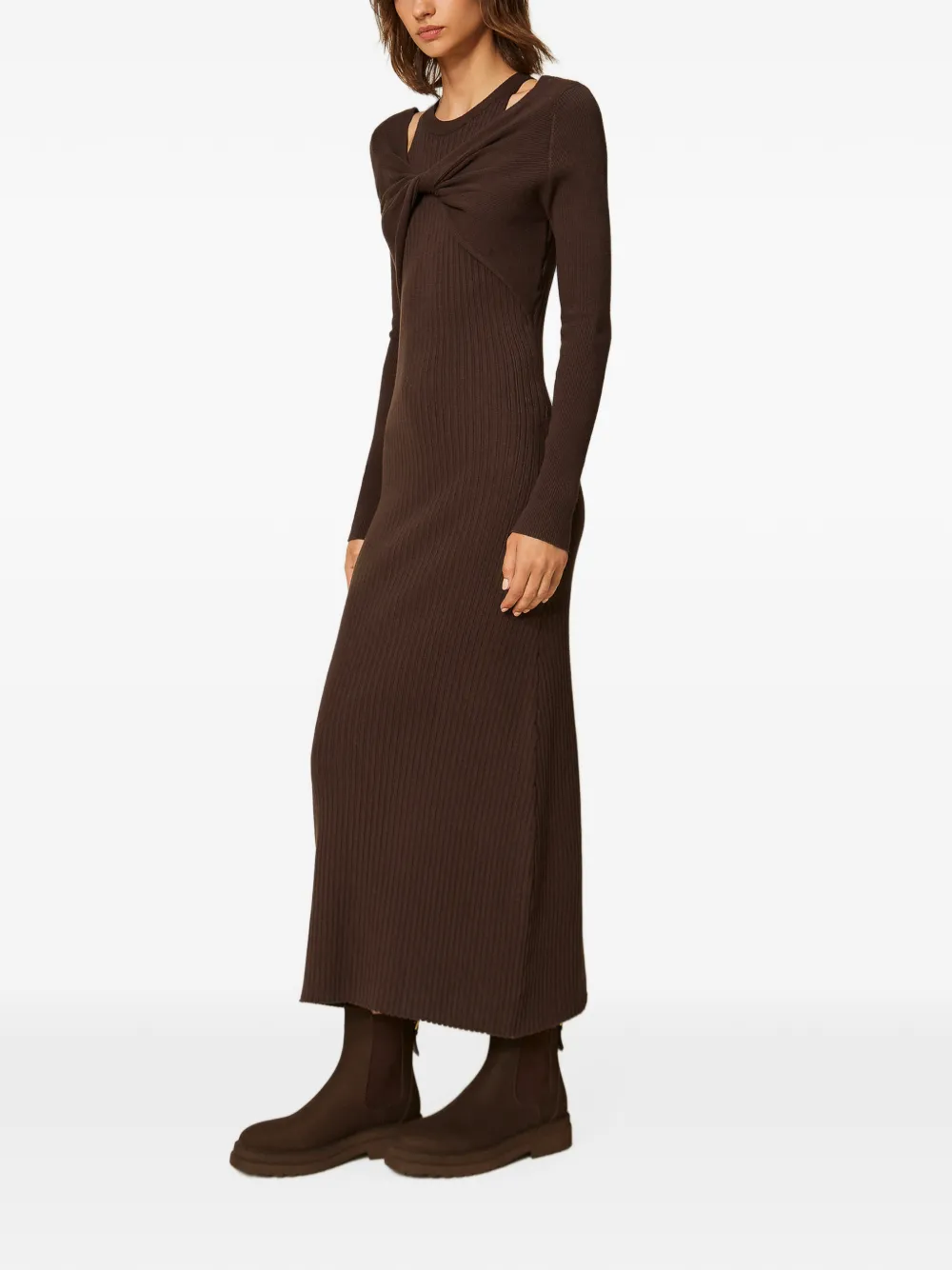 TWINSET Ribgebreide maxi-jurk Bruin