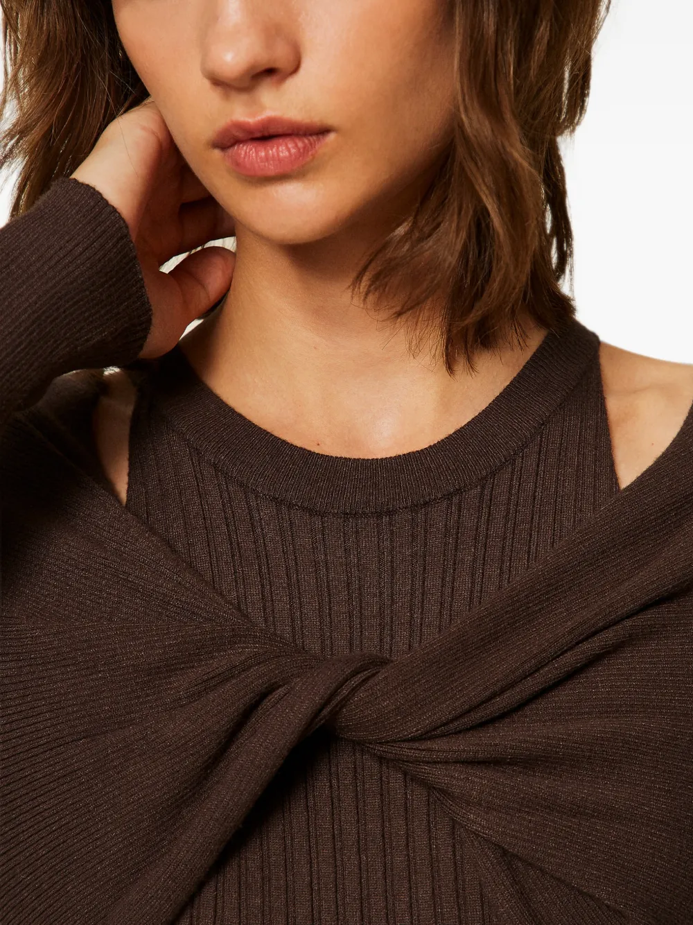 TWINSET Ribgebreide maxi-jurk Bruin