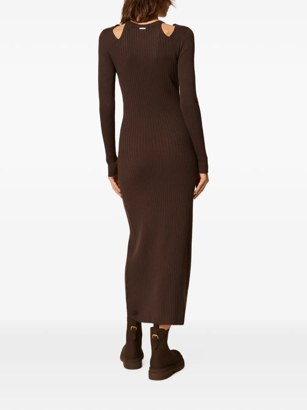 TWINSET Ribgebreide maxi-jurk Bruin