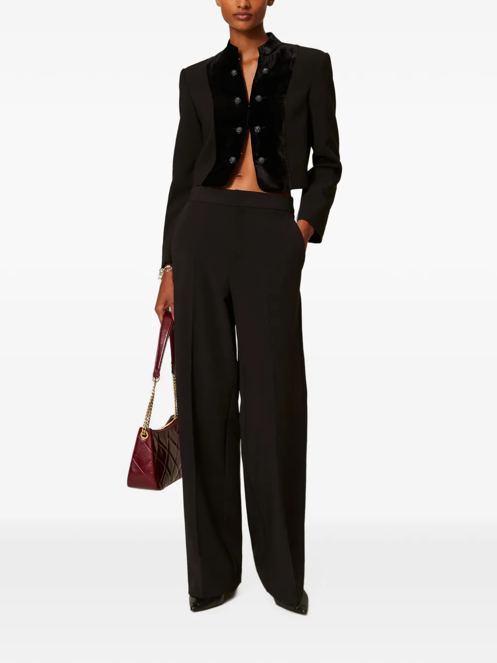TWINSET Straight crêpe broek Zwart