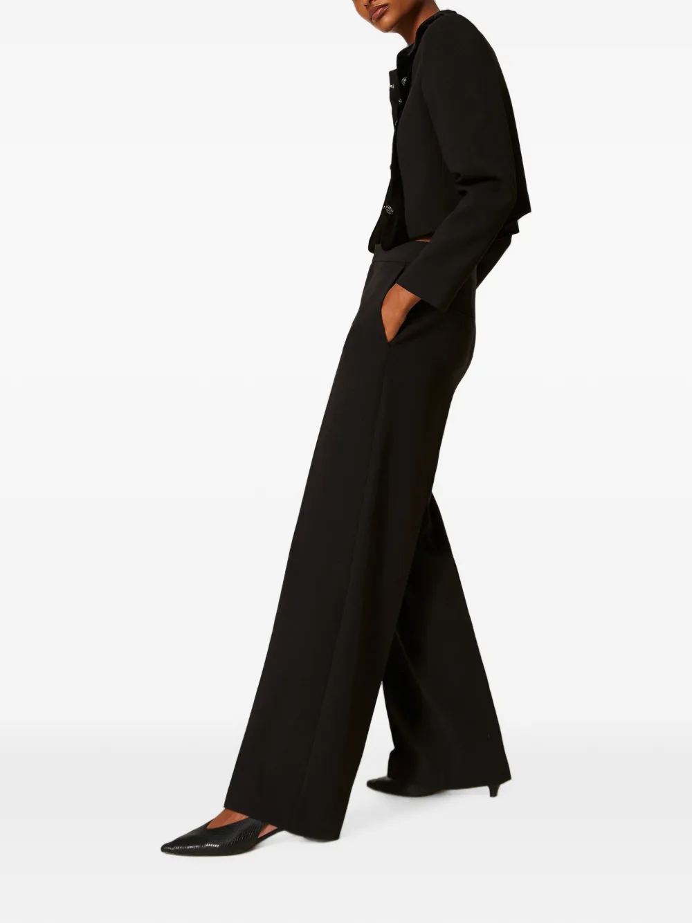 TWINSET Straight crêpe broek Zwart