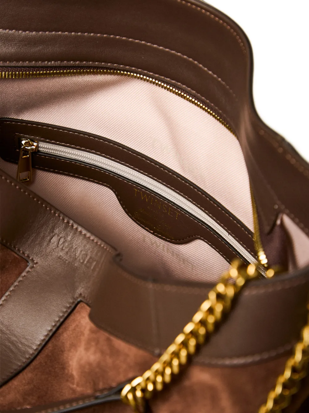 TWINSET Suède tas met logo Bruin