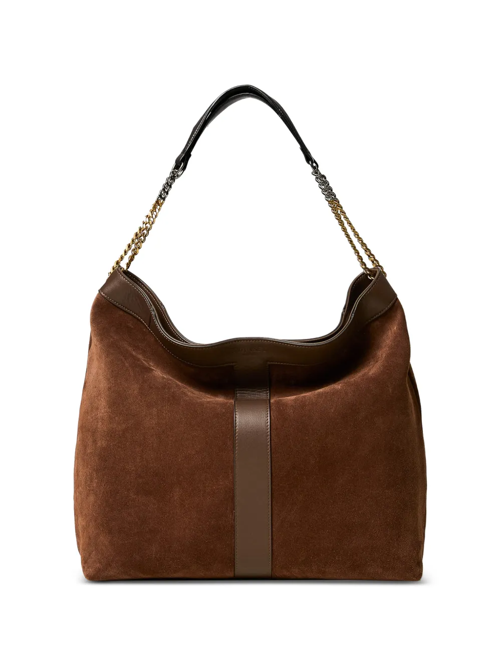 TWINSET suede bag with logo - Marrone