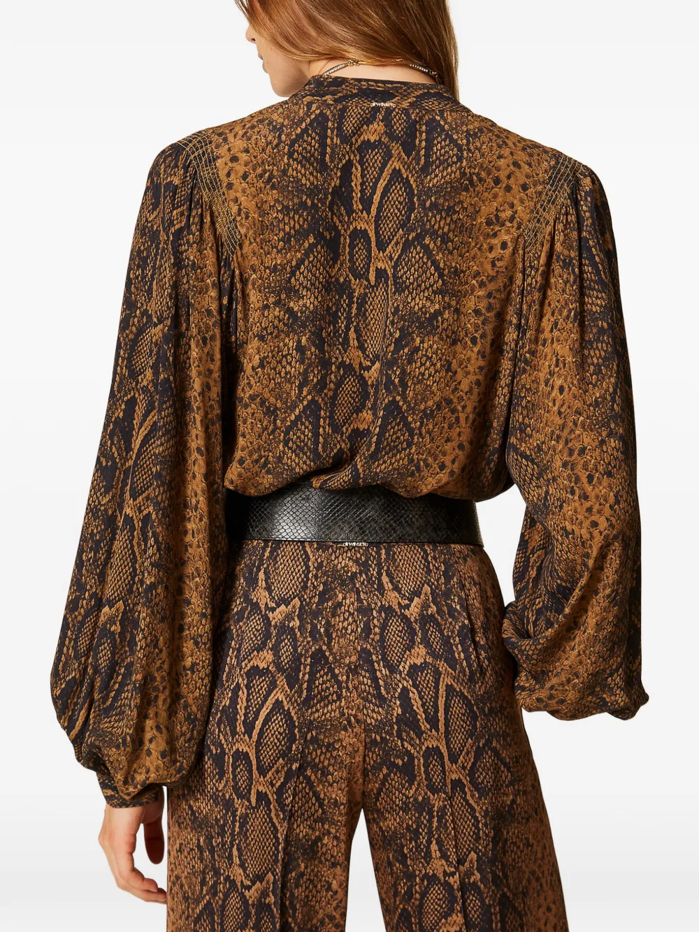 TWINSET Crêpe de Chine overhemd met python-print Bruin