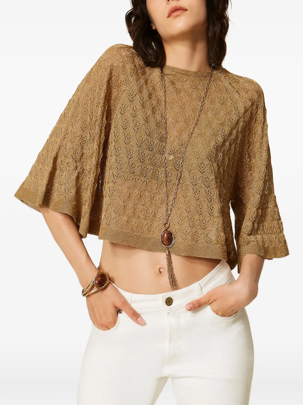 TWINSET Cropped trui voor dubbel gebruik Goud