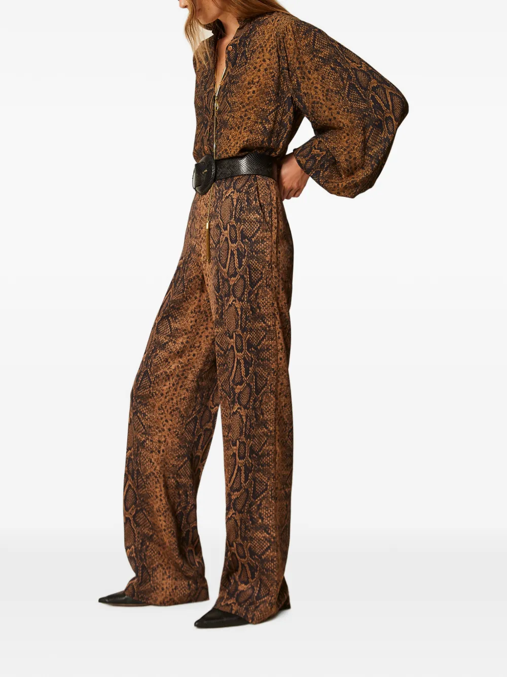 TWINSET Broek met wijde pijpen Bruin