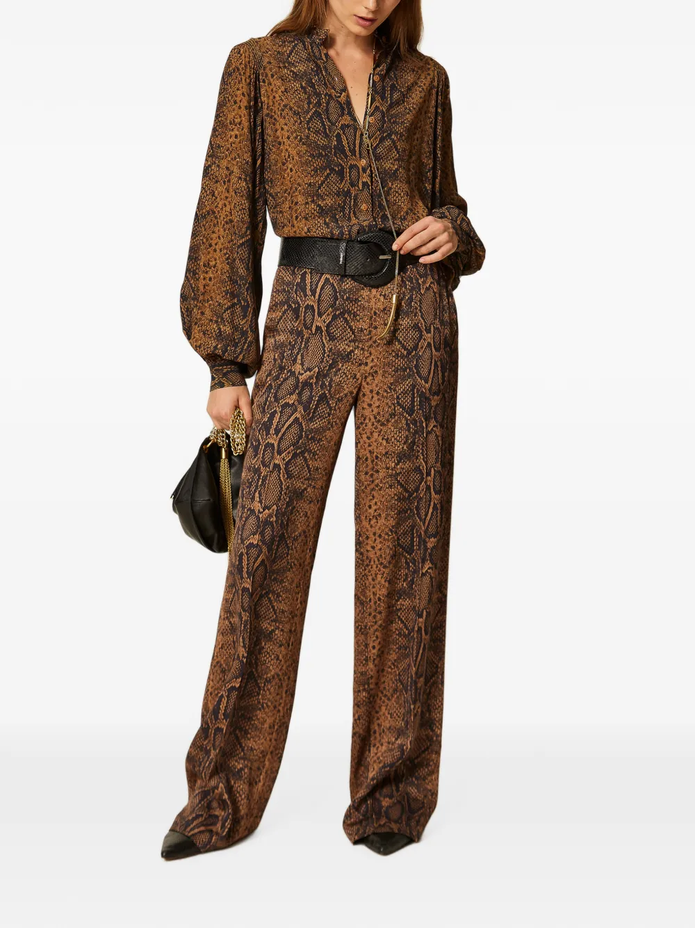 TWINSET Broek met wijde pijpen Bruin