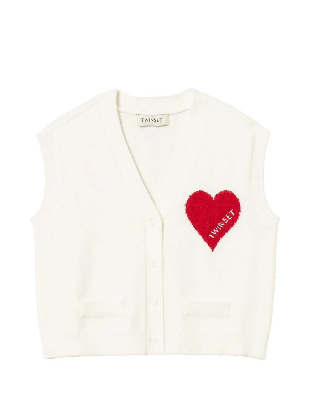 TWINSET Kids heart-intarsia knitted waistcoat - Nude
