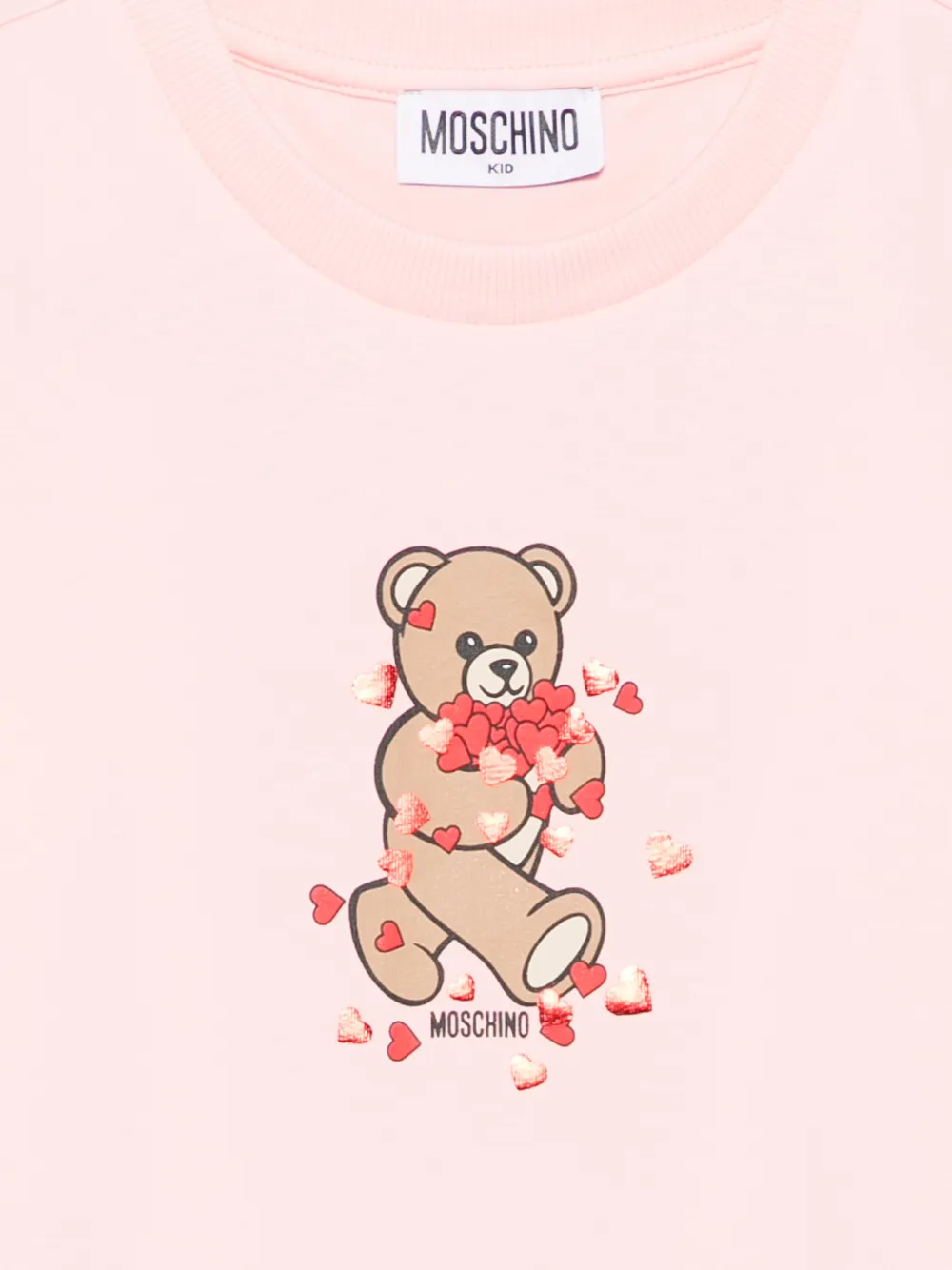 Moschino Kids Teddy Bear T-shirt met hart-print Roze