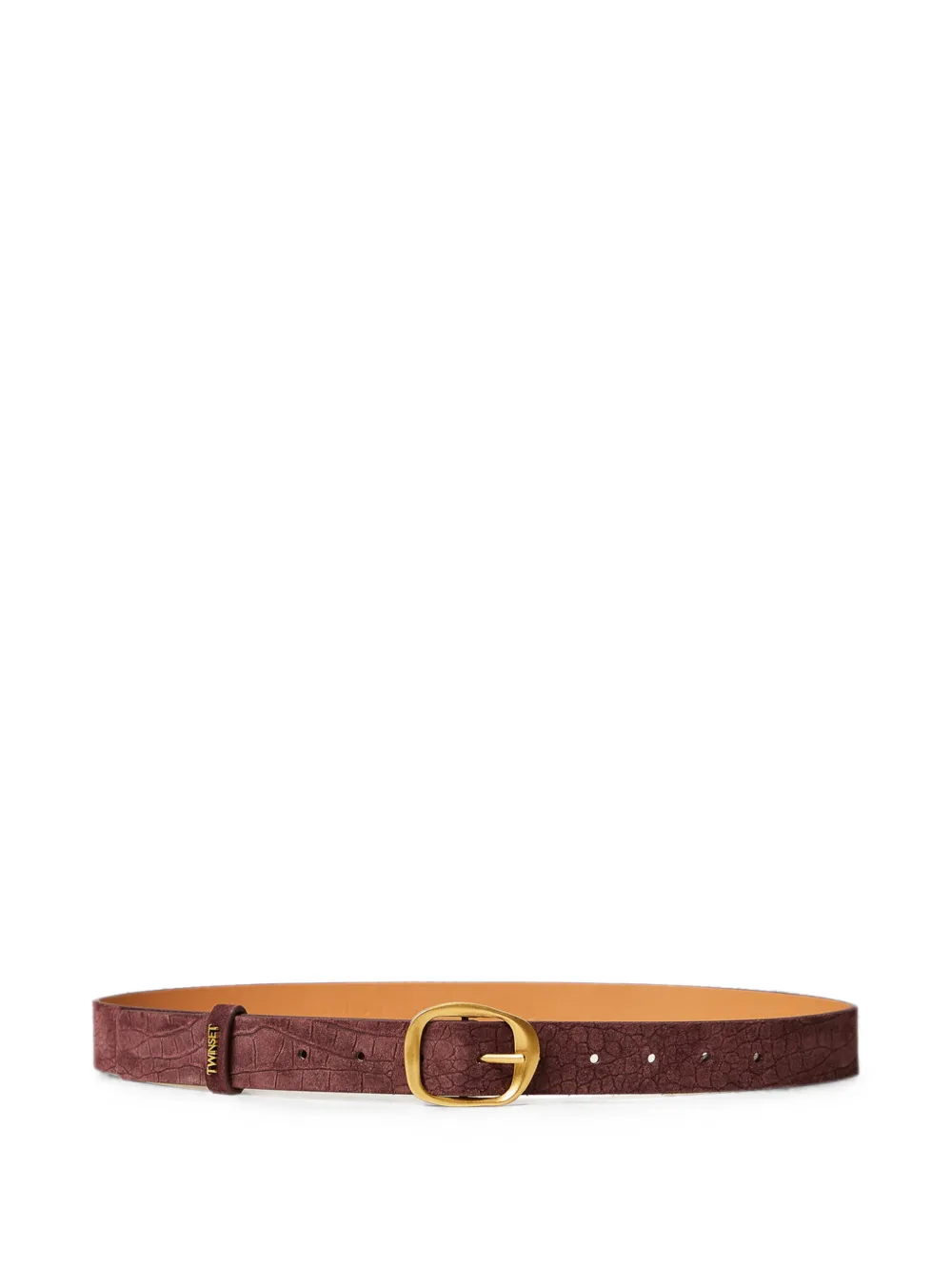 TWINSET Cintura in pelle scamosciata con stampa coccodrillo - Viola