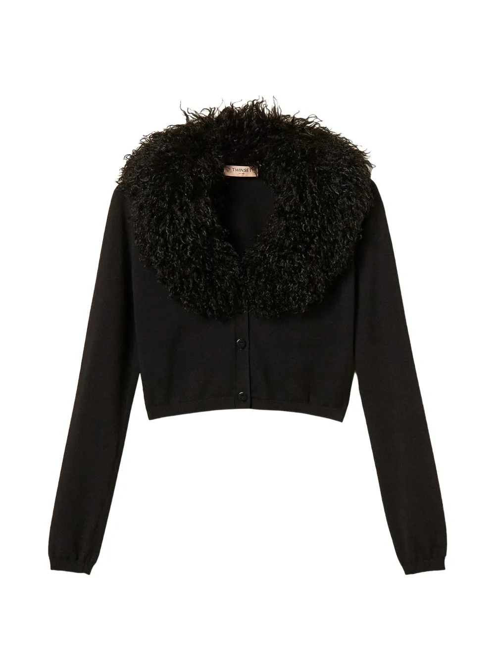 TWINSET Cardigan crop in pelliccia sintetica - Nero
