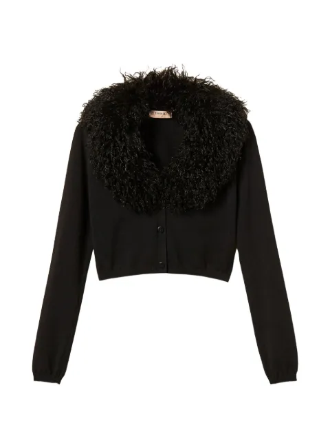 TWINSET cropped cardigan with faux fur