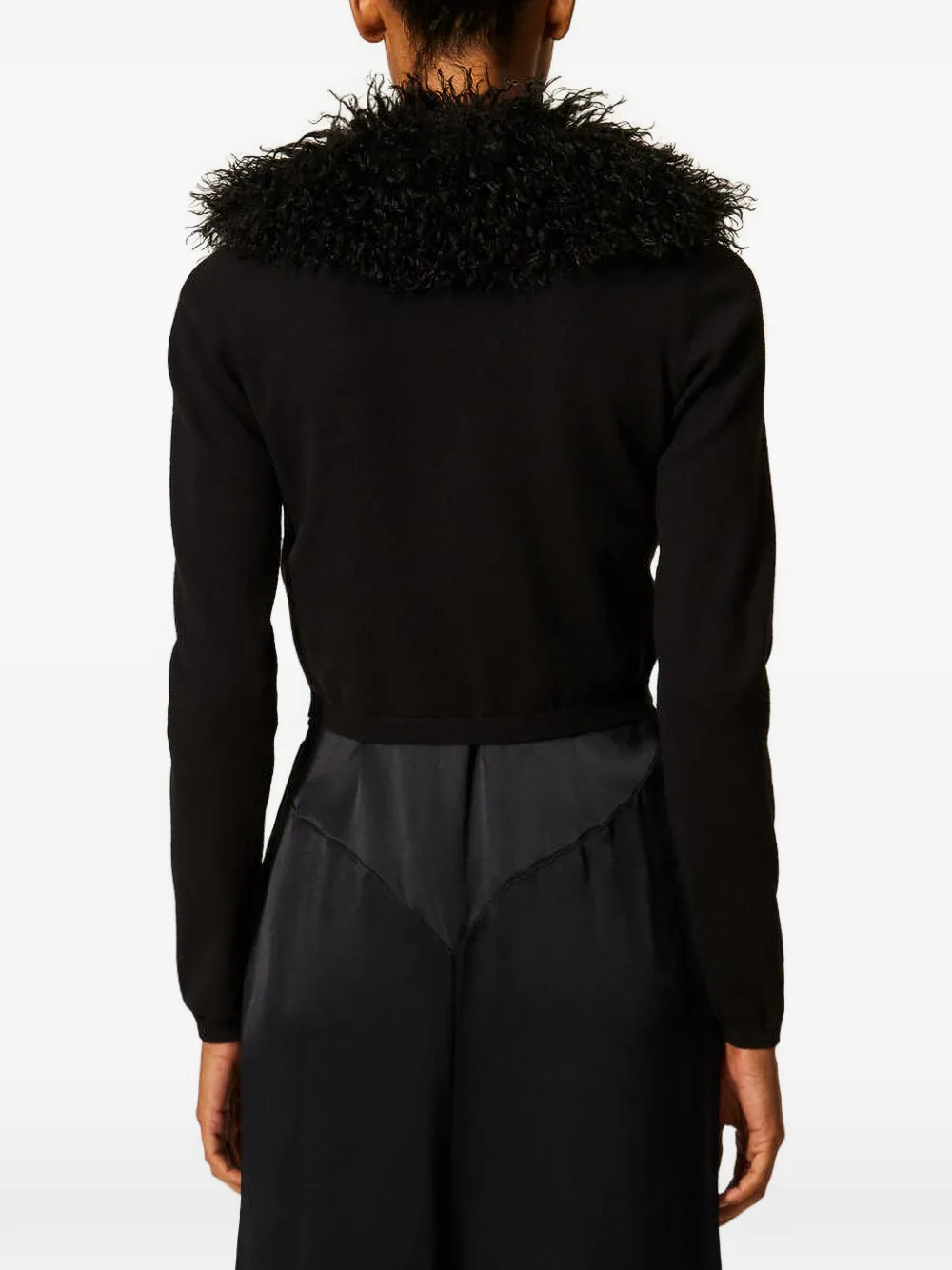 TWINSET Cropped vest met imitatiebont Zwart