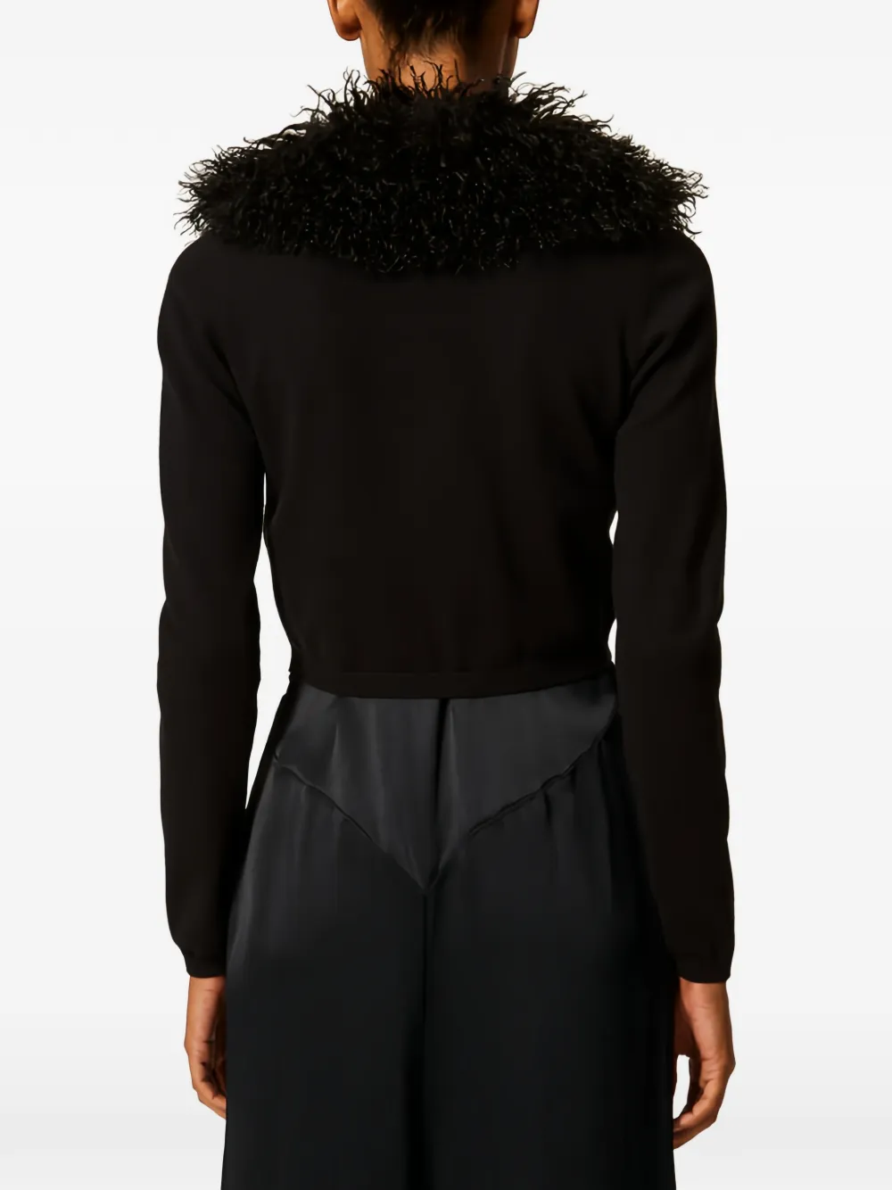 TWINSET Cropped vest met imitatiebont Zwart