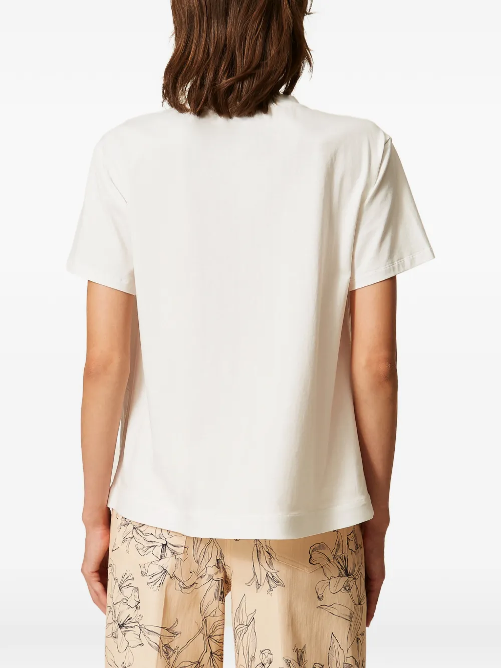 TWINSET T-shirt met geborduurde bloemen Wit