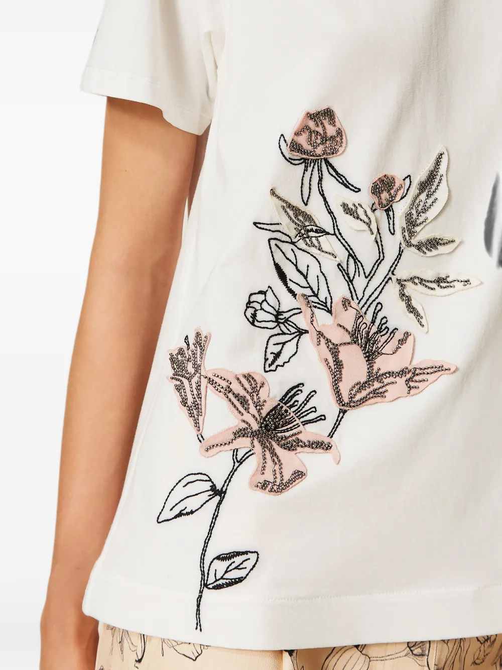TWINSET T-shirt met geborduurde bloemen Wit