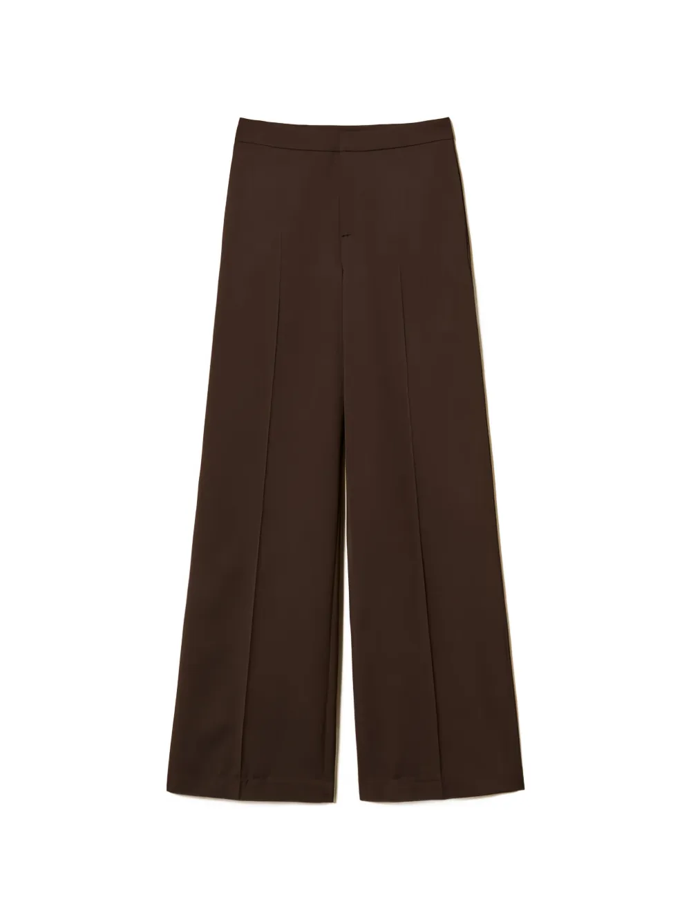TWINSET Matte satijnen broek met wijde pijpen Bruin