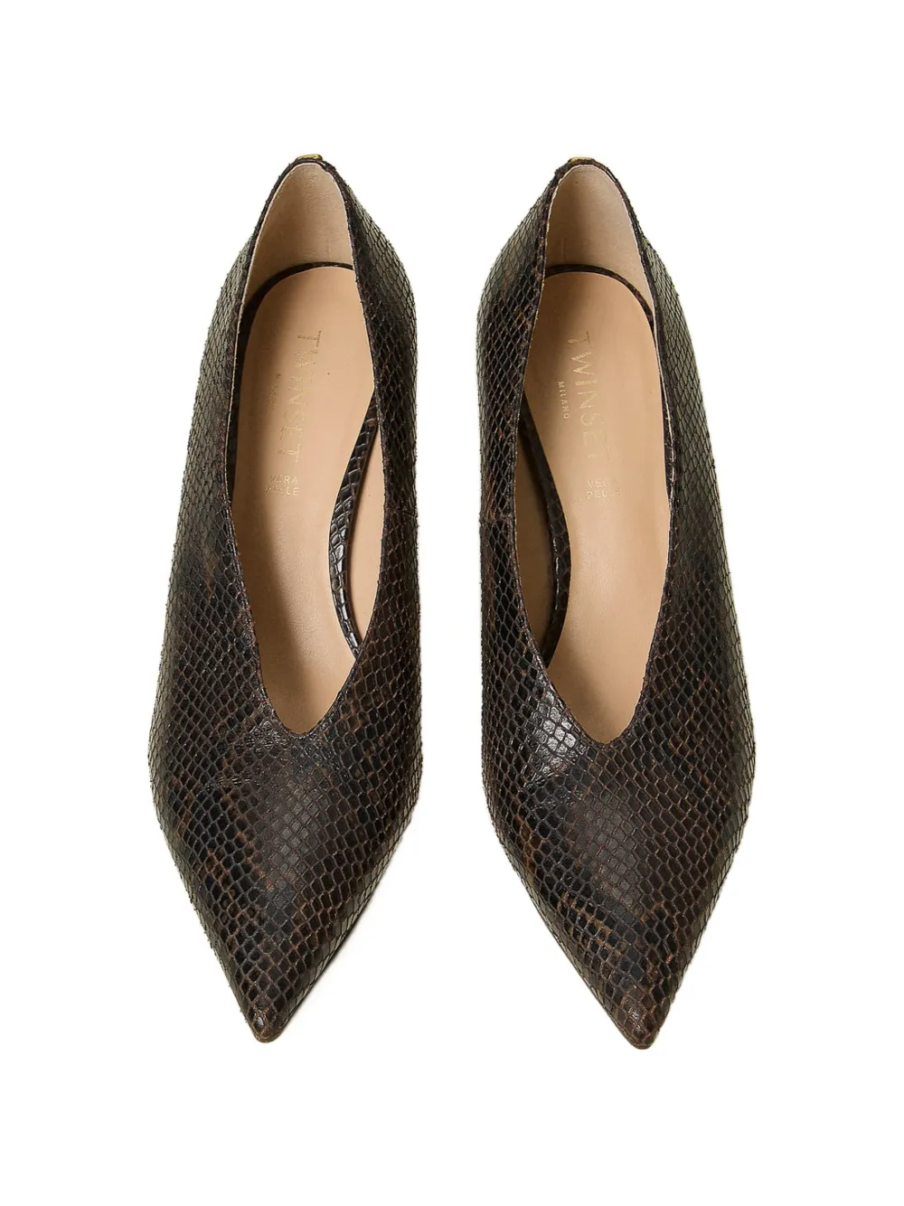 TWINSET python-print leather court shoes Bruin