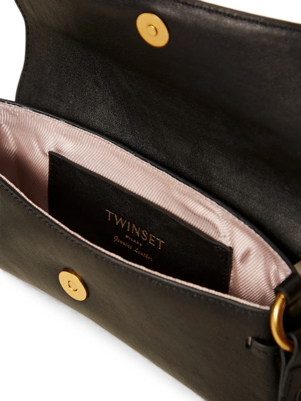 TWINSET Leren schoudertas met omslag Zwart