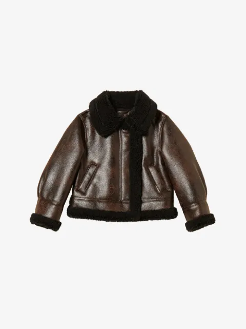 TWINSET Kids shearling-trim faux-leather jacket