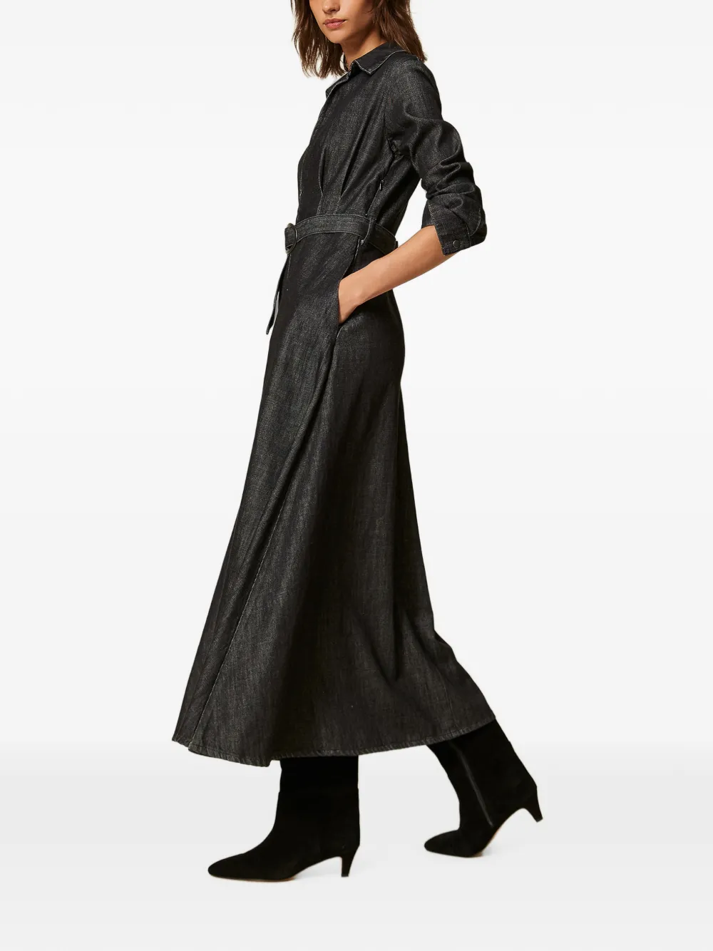 TWINSET Lange denim jurk Zwart