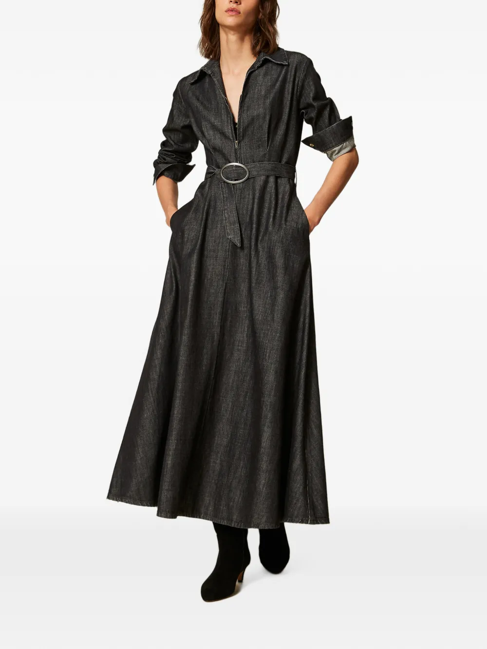 TWINSET Lange denim jurk Zwart