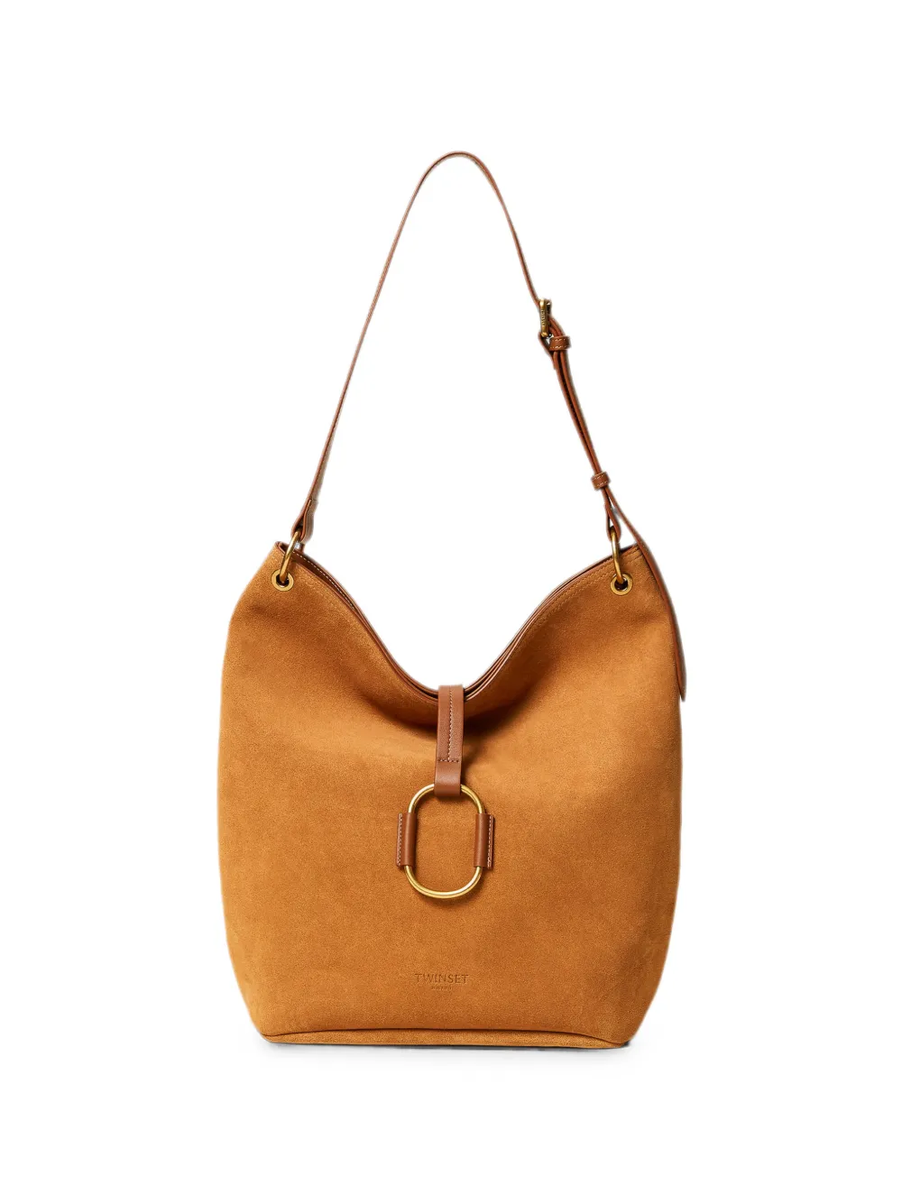 TWINSET suede bucket bag - Marrone
