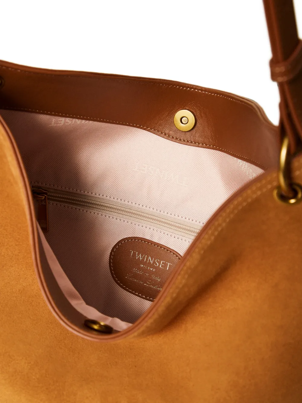 TWINSET Suède bucket-tas Bruin