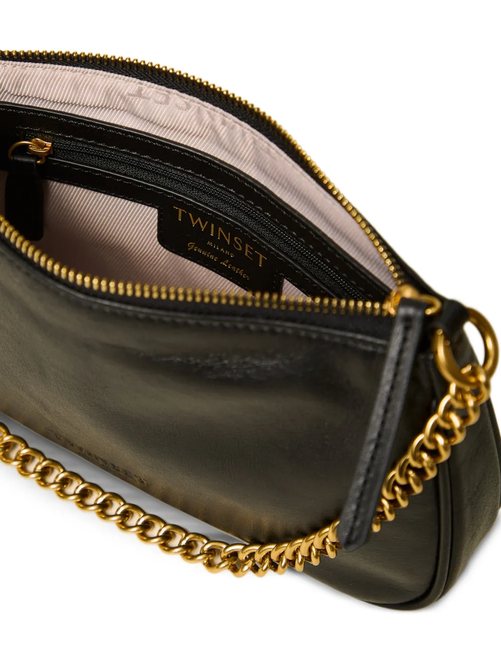 TWINSET Leren schoudertas Zwart