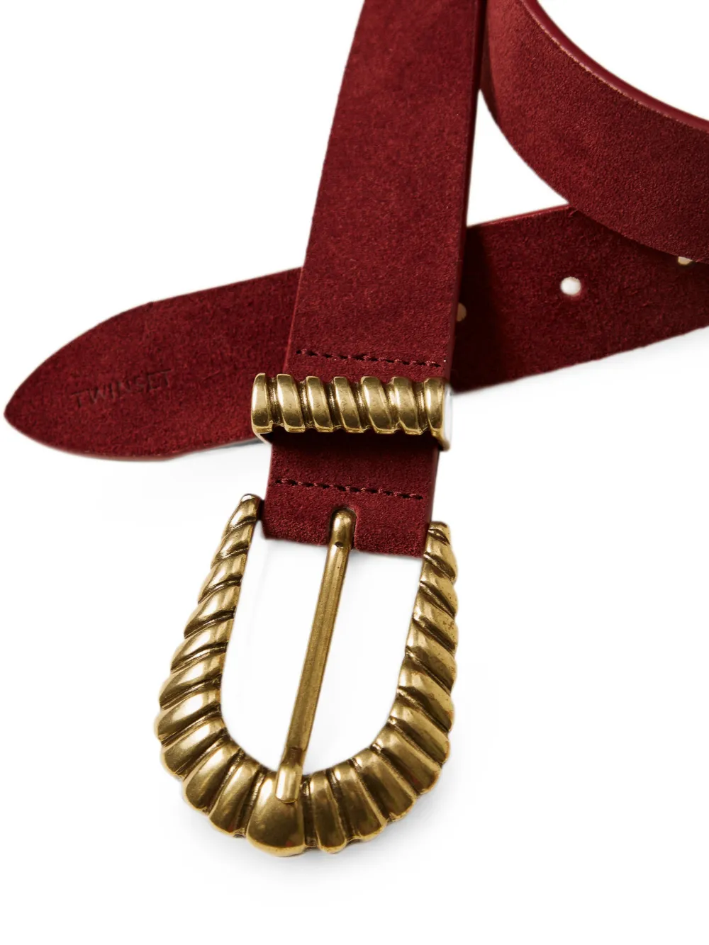 TWINSET Suède riem met gegraveerde gesp Rood