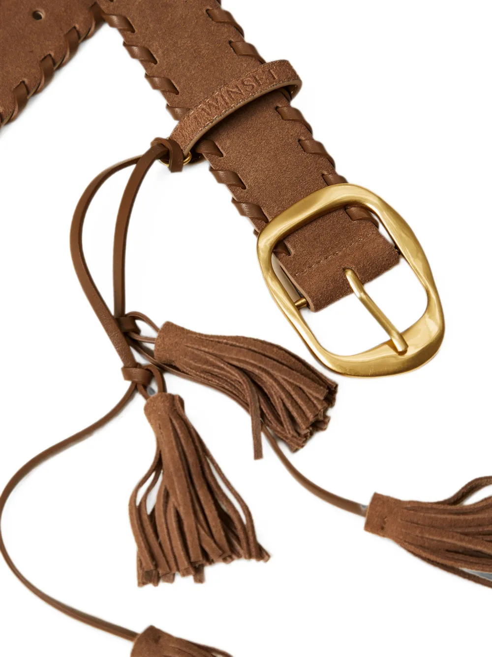 TWINSET Suède riem met kwastjes Bruin