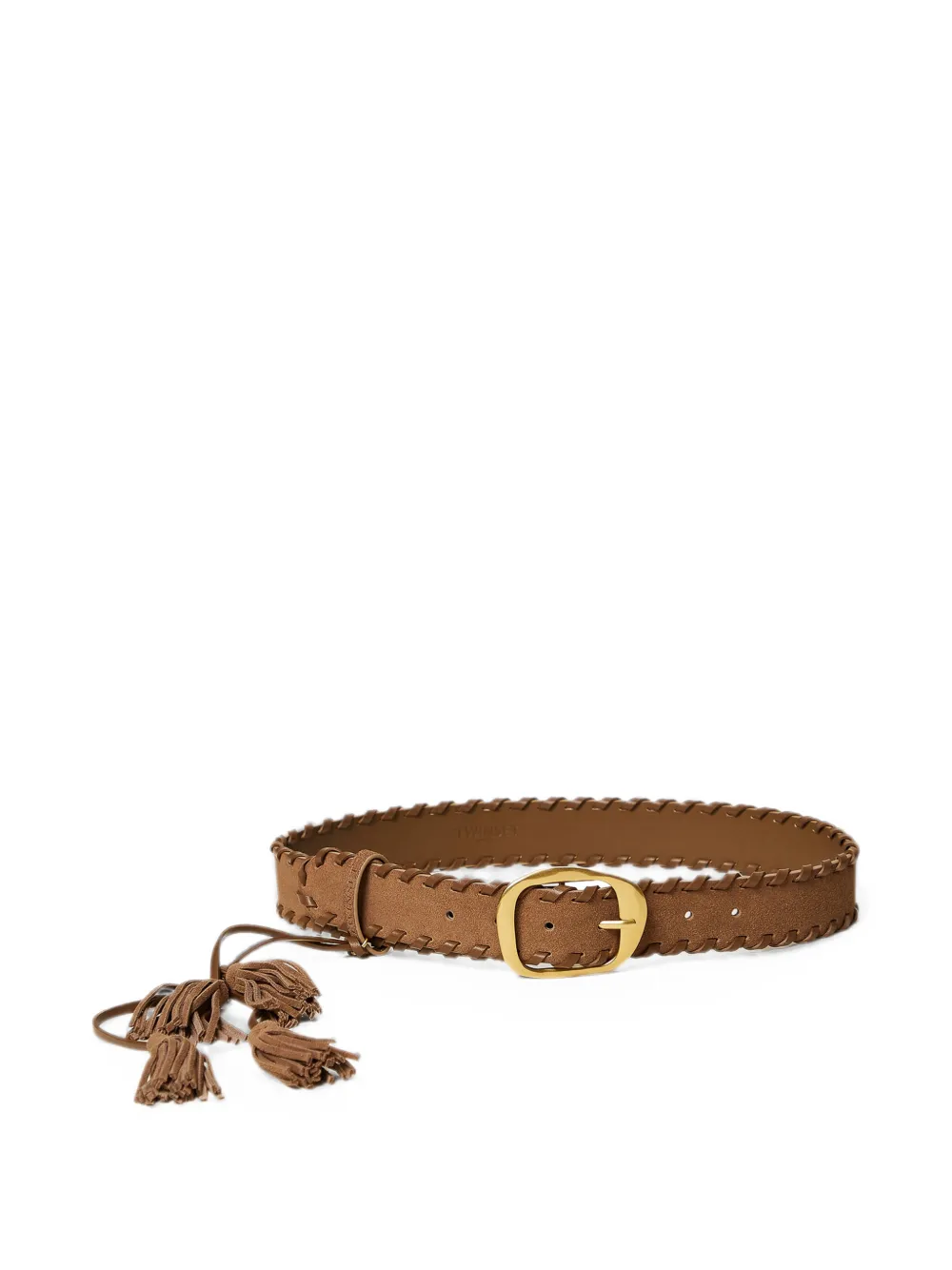 TWINSET Cintura in pelle scamosciata con nappe - Marrone