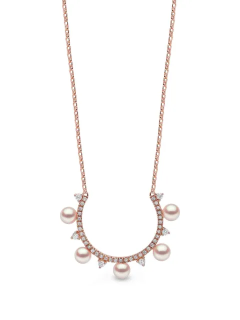 Yoko London Sleek pearl and diamond necklace
