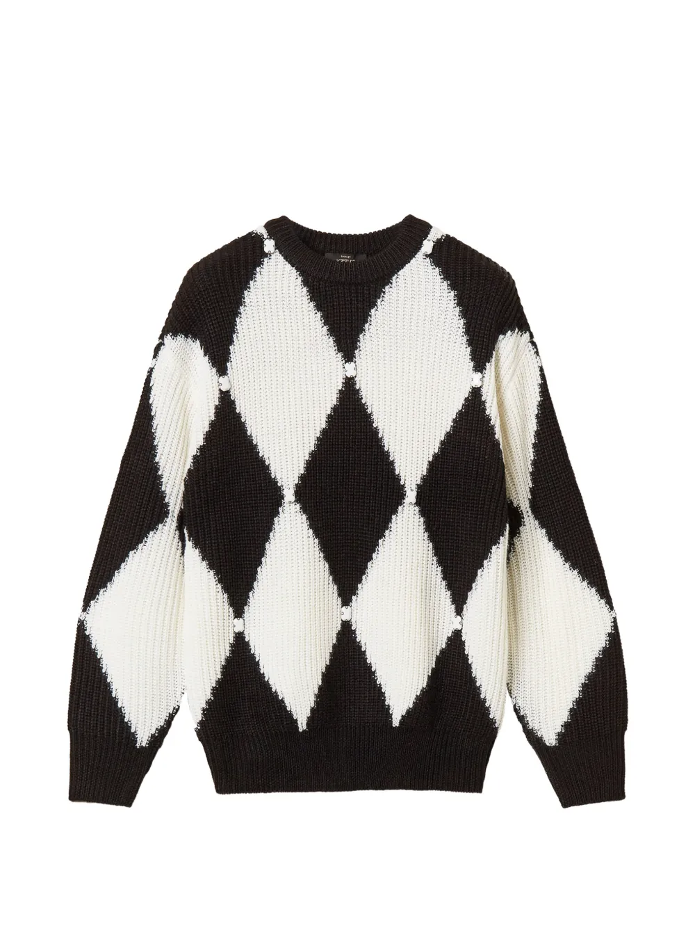 TWINSET Trui van wolblend met geborduurd ruit-patroon Zwart
