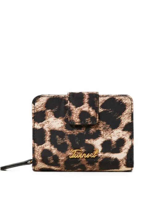 TWINSET leopard-print logo-plaque wallet