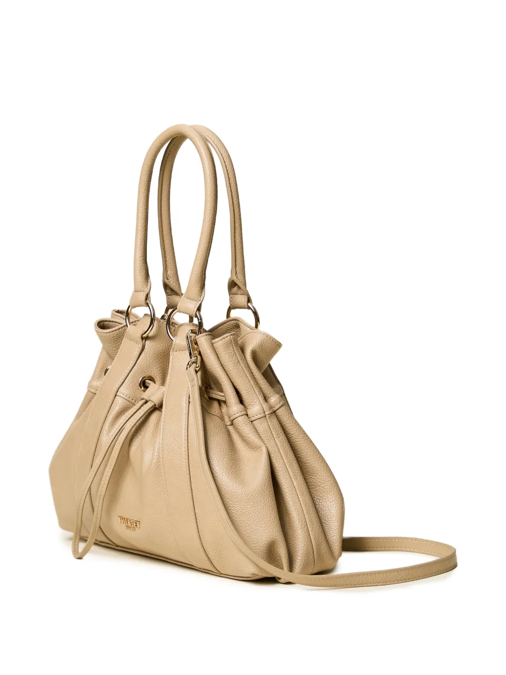 TWINSET Shopper met textuur en trekkoord Beige