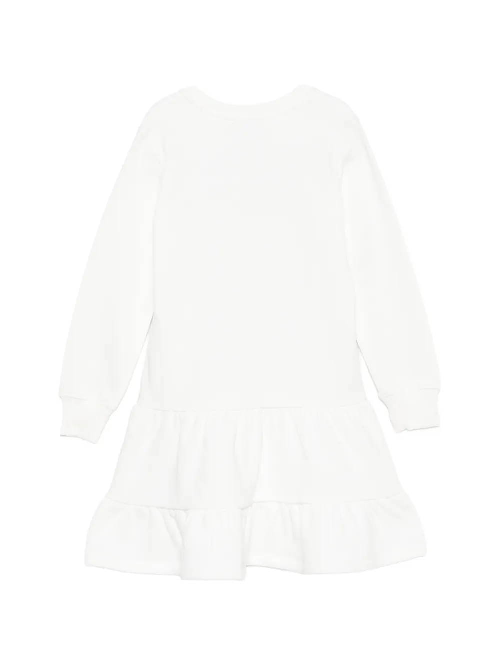 Moschino Kids Jurk met logoprint en ruches Wit