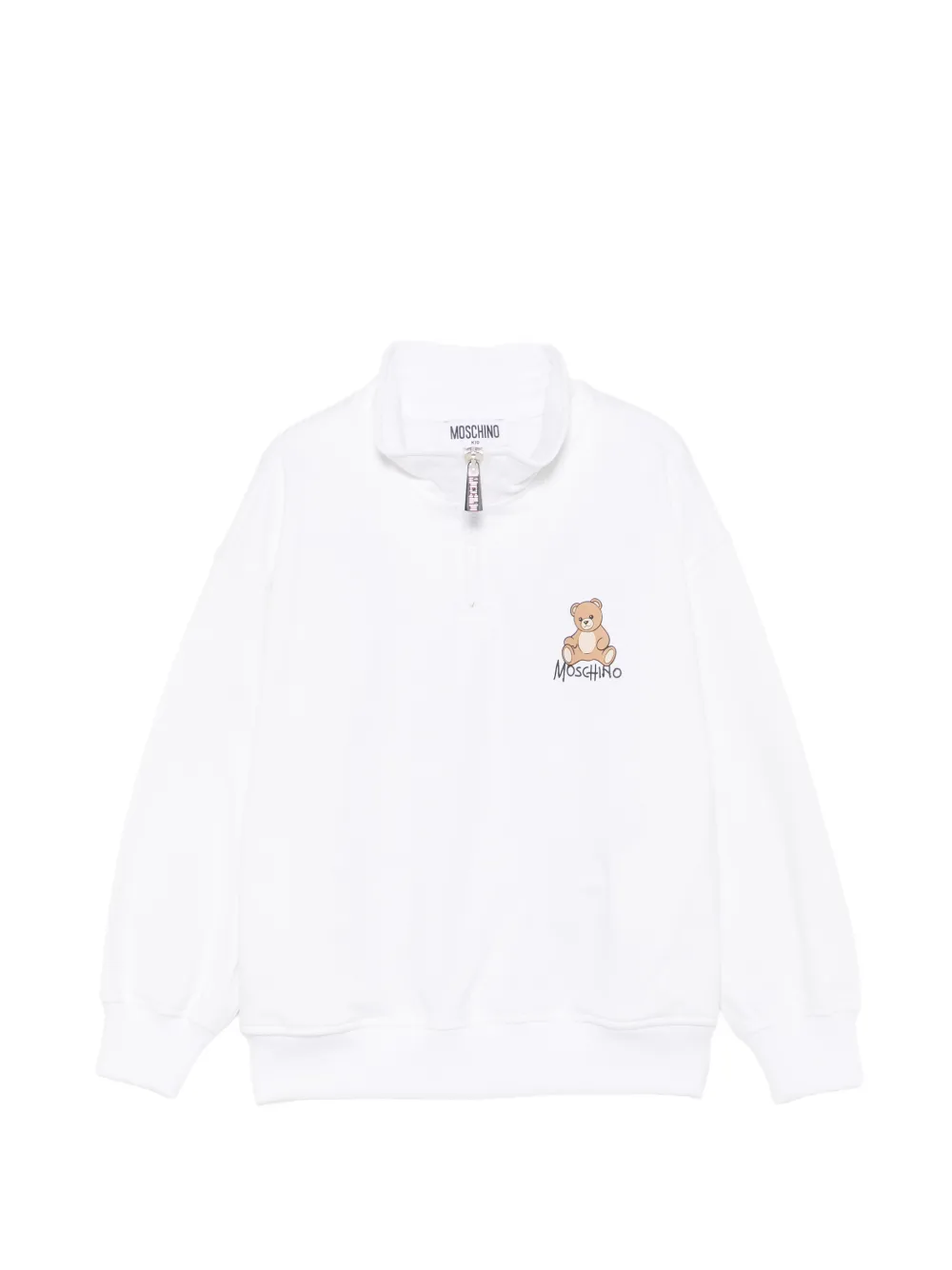 Moschino Kids Teddy Bear half-zip sweatshirt - Bianco