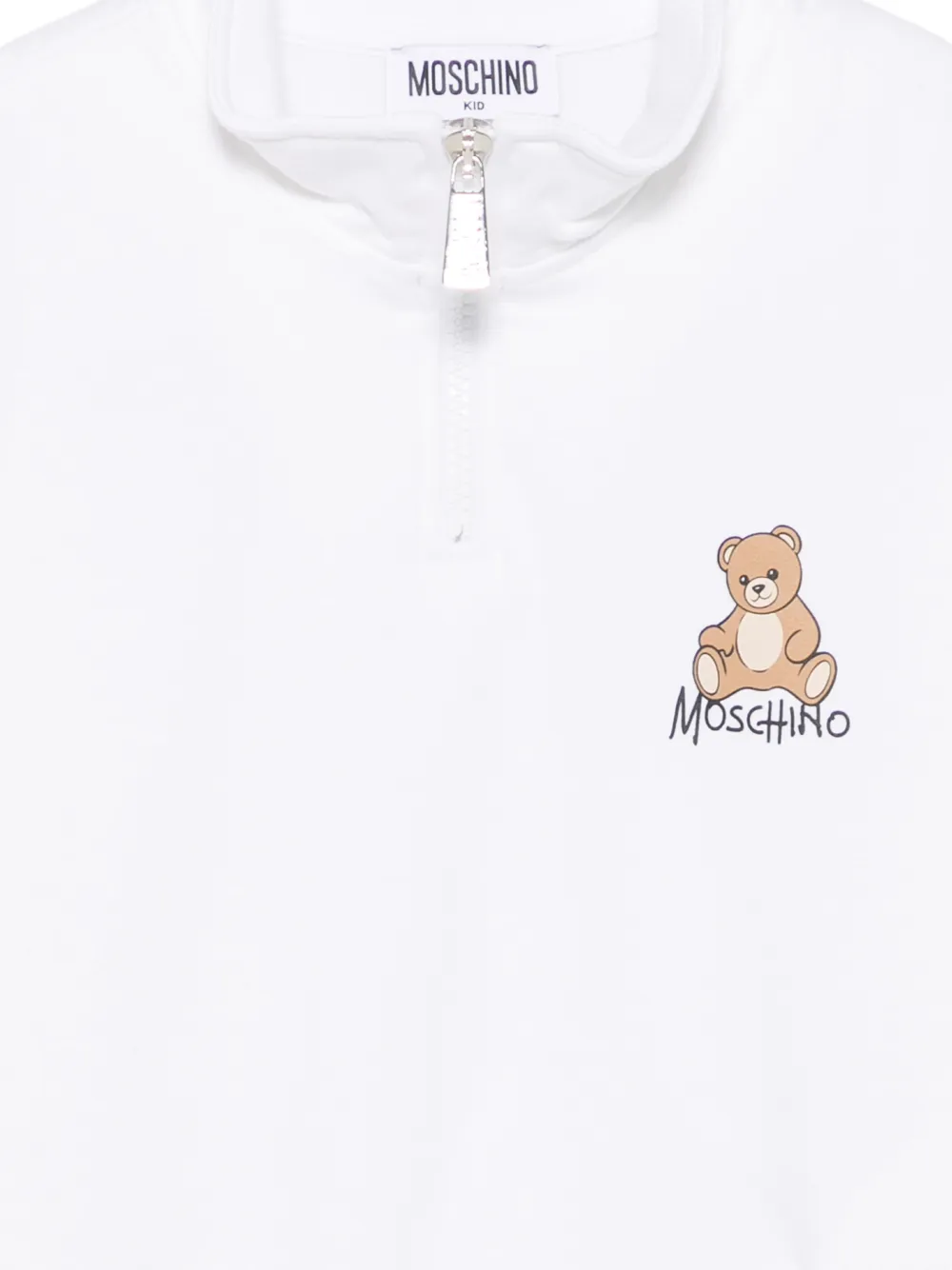 Moschino Kids Teddy Bear sweater met halve rits Wit