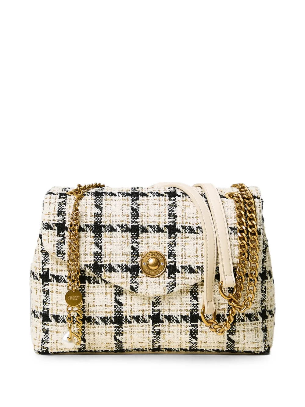 TWINSET chequered bouclé shoulder bag - Toni neutri
