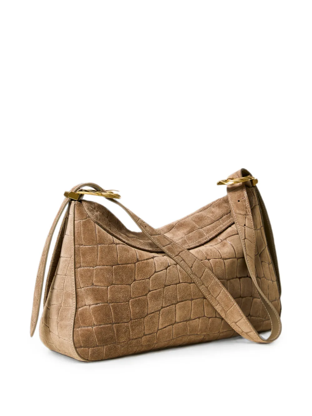 TWINSET Liliane leren shopper met krokodillen-reliëf Beige