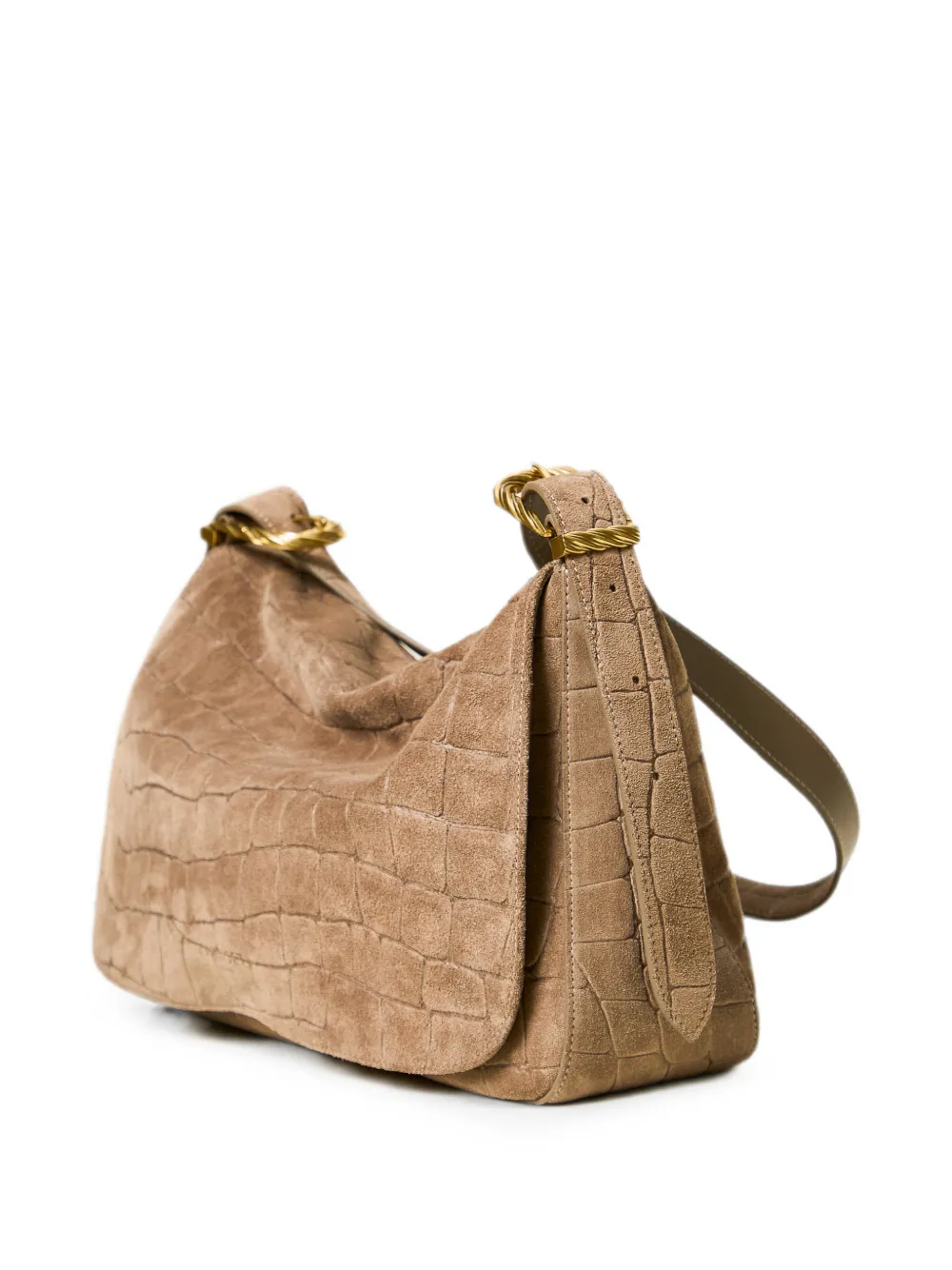 TWINSET Liliane leren shopper met krokodillen-reliëf Beige