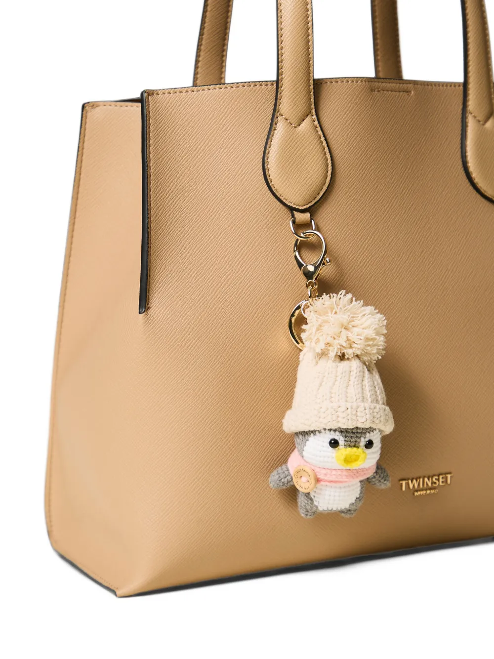 TWINSET crochet penguin keyring Grijs