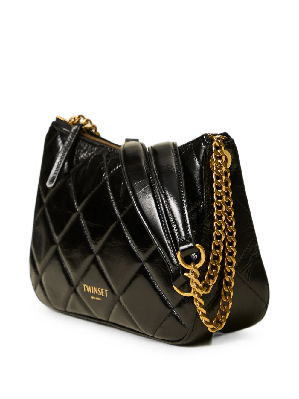 TWINSET Medium Liliane gewatteerde leren tas Zwart